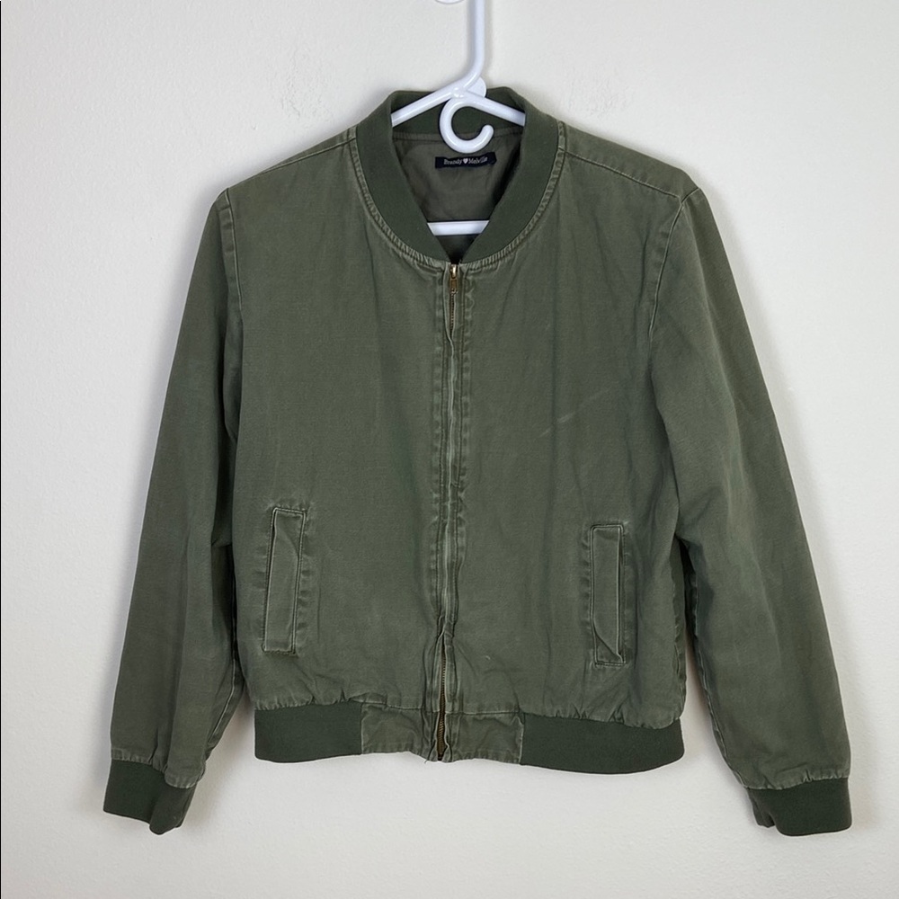 Brandy‎ Melville Green Kasey Bomber Jacket Women's Medium Large Gorpcore Spring